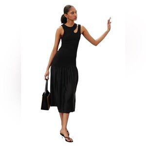 Sandro- Olane Elegant Black Sleeveless Midi Dress Size 38 US size 6